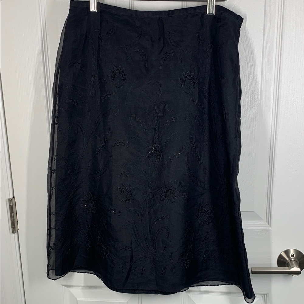 Ann Taylor beaded silk skirt black size 10